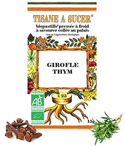Bio Pastilles Tisane à Sucer Girofle et Thym Bio - 15g - 25 pastilles