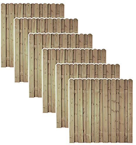 Zaunangebot 6 x Robuste Windschutz Terrassen Zaunelemente im Maß 180 x 180 cm (Breite x Höhe) mit starken Lamellen aus Kiefer/Fichte Holz, druckimprägniert Frankfurt
