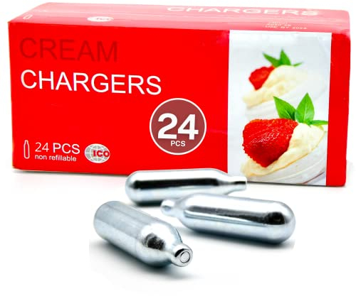 Impeccable Culinary Objects ICO N2O Protossido di Azoto per Il Monta Panna, 24pz, Protossido di Azoto Bombolette, 8g Ricariche Sifone per Sifone da Cucina o Sifone Panna