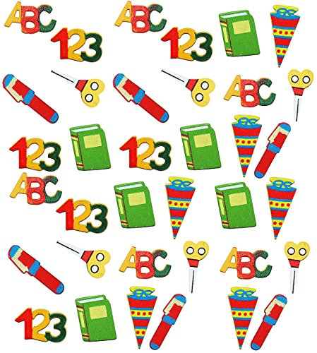 alles-meine.de GmbH Schulanfang - Streumotive aus Holz - Schultüte + Buchstaben + Stifte - als Tischdekoration zum Schulanfang/Streumaterial - Einschulung - Kindergeburtsta..