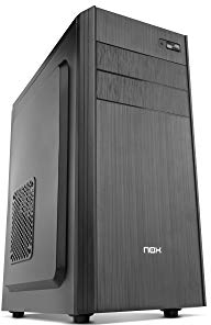 NOX PC Case LITE010 -NXLITE010- PC-Gehäuse, gebürstete Front, 500W ATX-Netzteil vorinstalliert, kompatibel mit ATX-, Micro ATX- und ITX-Boards, Schwarz