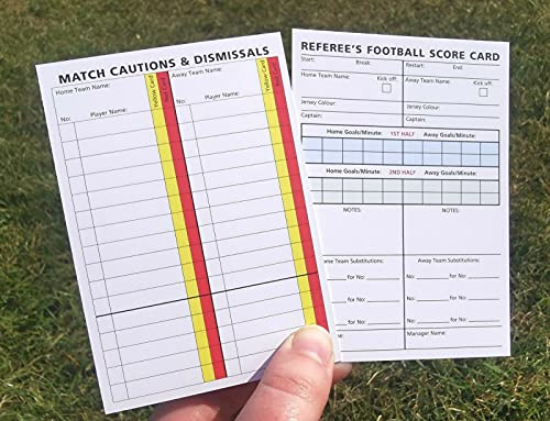 MR REF Football Referee Score Cards Sheets Pad Record - Will fit in a wallet