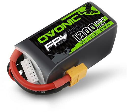 OVONIC 6s Lipo Akku 1300mAh 100C 22.2V Lipo mit XT60 Stecker RC Lipo für FPV RC Flugzeug Auto Evader BX Quadcopter Hubschrauber LKW Boot (1 Stück)