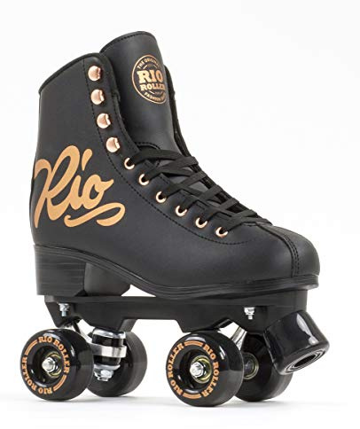Rio Roller Quad Skates für Kinder, Unisex, Rosa (Rose Black), Größe 35,5