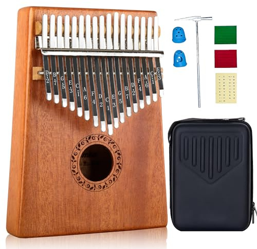 Kalimba 17 Keys Thumb Piano with Protective Case,Learning Book,Tune Hammer, Portable Mbira Sanza African Wood Finger Piano, Gift for Kids Adult Beginners Professional