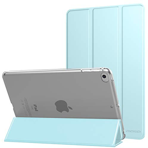 MoKo Funda para iPad Mini 5th 7.9 2019/iPad Mini 4 2015, Azul Claro | Ultra Slim Función Carcasa Trasera Translúcida Delgada de PC Soporte Plegable Cubierta, Auto Sueño/Estela
