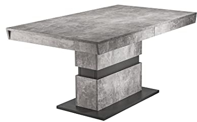 byLIVING Esszimmertisch Matthew/Küchen-Tisch 160 cm mit Auszugsfunktion auf 215 cm/Auszugstisch Light Atelier Beton-Optik grau/Esstisch ausziehbar mit Einlegeplatte /160-215x90x75cm (LxBxH)