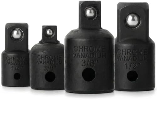 Bates- Impact Socket Adapter and Reducer Set, 4-pcs, Impact Sockets Adapter Sets, Impact Adapter, Socket Adapter Set, 1/2 to 3/8 Socket Adapter, 3/8 to 1/2 Socket Adapter, 3/8 to 1/4 Socket Adapter