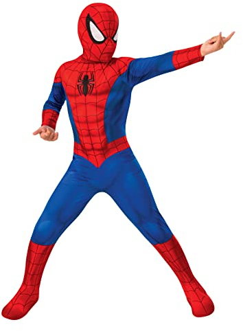 Rubies Disfraz Spider-man Clásico para niños y niñas, Talla M 3-4 años, Mono con cubrebotas y máscara, Oficial Marvel para Carnaval, Navidad, Halloween, Cumpleaños, Fiestas