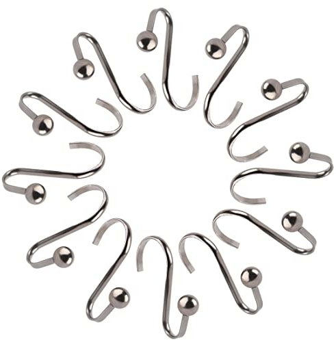 Ruilogod Cuarto de baño Ducha Resistente a la Bust Deslumbrante Cortina de Deslizamiento Ganchos Rods Drapes Anillos Holder 12pcs Oscuro Gris