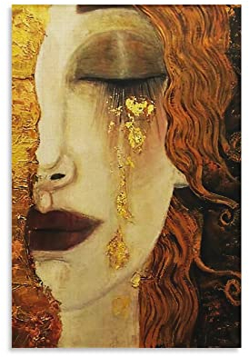 HUIHUO Poster di Gustav Klimt con lacrime dorate, stampa artistica da parete, poster da appendere, per camera da letto, regalo, 30 x 45 cm