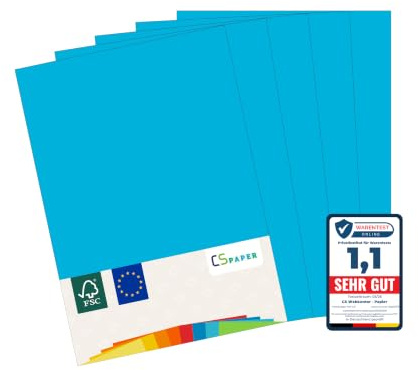 MADE IN EU 10 Blatt Bastelkarton BLAU A4 210 g/m² CS Paper - Bastelpapier, Fotokarton, Tonpapier zum Basteln, Falten und Zeichnen im Format DIN A4. Farbkarton für den Heim- & Bürobedarf