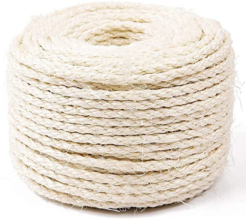 SGAVAHSG Tiragraffi per gatti in corda di sisal, 40 m, diametro 6 mm, corda in sisal naturale, per sostituzione o recupero, tiragraffi fai da te, beige (SR01-Beige50M)