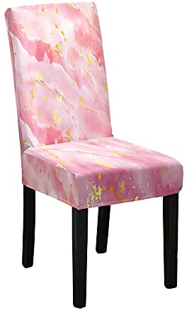 Morbuy Marmor Stuhlhussen 1er/4er/6er/10er Set Stretch Stuhlbezug für Esszimmerstühle, Waschbarer Stuhlhussen Schwingstühle Stuhlüberzug für Haus Hotel Hochzeit Partys Dekor (4er Set,Rosa)
