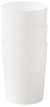 Cetomo 7.2L*3 Cestino per la Carta Straccia, Cestino per la Spazzatura di Plastica, Piccoli Cestini, Cestino Rotondo per Rifiuti per Cucine, Opaco, Sgranato, Apertura Superiore, Bianco, 7.2L (3 pezzi)
