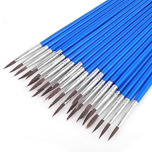 Prasacco 30 Stück Pinsel Set, Nylon Runde Pinsel Kleine Künstlerpinsel Detailpinsel für Körper Gesicht Felsen Leinwand, Gemälde Liebhaber Kinder und Erwachsene zum Zeichnen Basteln (16,5 cm Lang)