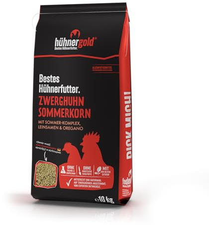 hühnergold Sommerkorn Zwerghuhn 10kg Sommerfutter | Sommer-Alleinfutter für Zwerghühner – mit Kräutern, Leinsaat & Bierhefe für Vitalität, Legeleistung & Sommergesundheit