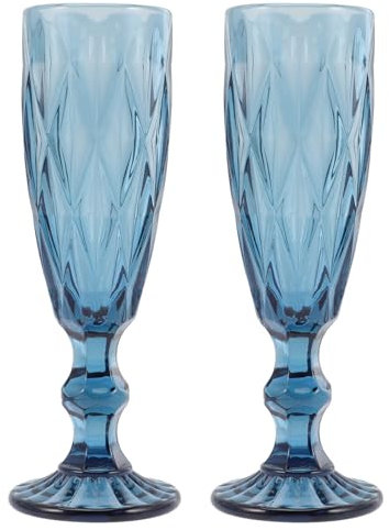 BESTonZON 2pcs Stained Glass Sparkling Flutes 150ml Goblets Wine Glasses Wedding Toasting Glasses for Cocktails Juice Desserts