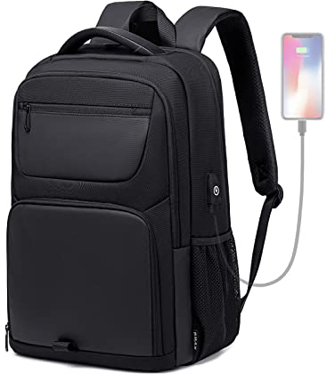 BJIAX Rucksack Herren, Groß Laptop Rucksack 17,3 Zoll Schulrucksack Laptoptasche mit USB Ladeanschluss Anti Diebstahl Business Arbeit Reisen für Teenager Notebook College Damen, Schwarz