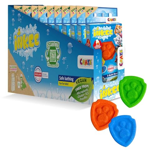 INKEE Set de 10 Mini Pack Paw Patrol, Bomba Da Bagno Per Bambini Con Forme Di Paw Patrol, Cola, Divertimento Garantito (10 x 3 Bombas)