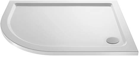 Balterley 1000 x 800 mm Offset Quadrant Shower Tray Left Hand, Slimline Shower Trays, Durable Stone Resin Base Trays for Bathroom Enclosure Cubicle, Lightweight Tray for Wetroom Showers (White)