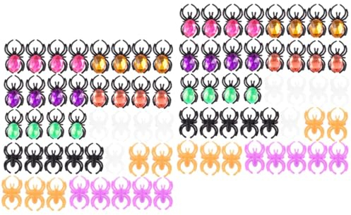 HEMOTON 80stücke Spinnenförmige Ringe Aus Kunststoff Für Junge Mädchen Halloween-fingerdekoration Partyspielzeug Für Kostümparty Und Mitgebsel