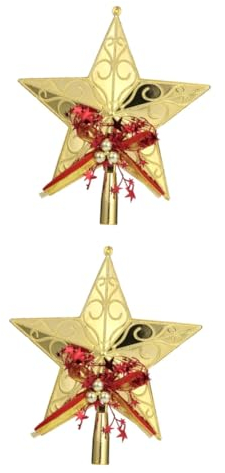 IMIKEYA 2stücke Weihnachtsbaum Stern Topper Kunststoff Glitzernde Christbaumdekoration Goldene Baumspitze Für Festliche Und Stimmungsvolle Weihnachtsdekoration