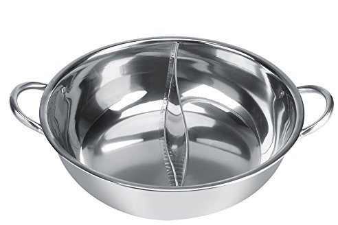 Pentola Calda in Acciaio Inossidabile con Separazione di Due Sapori, Fornello a Induzione Spesso Utilizzabile per la Famiglia, Forniture Essenziali per la (32CM)