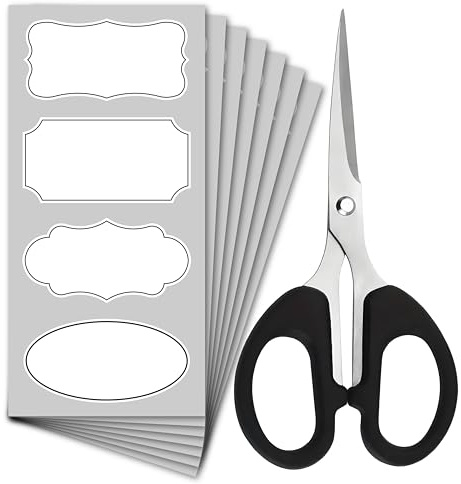 Armiz 100 Pcs Jam Jar Labels with 1 Scissors - White Sticky Labels for Jars Perfectly Sized (8 x 4 cm) - Self Adhesive Easy Peel Off Food Label Stickers Leaves No Residue
