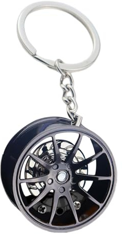 Porte-clés de moyeu de roue | Porte-clés en alliage de zinc d'inspiration automobile | Porte-clés de jante de voiture en métal | Accessoire de pièce automobile élégant | Porte-clés polyvalent pour sac