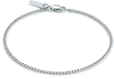 True Rebels Herren Armband Edelstahl | Platin, Panzerarmband, Karabinerverschluss
