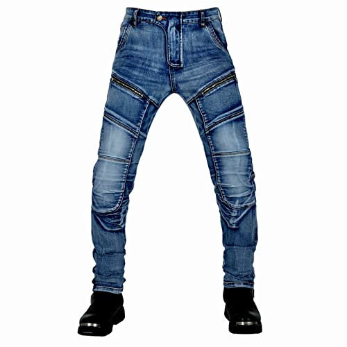 COLOYO Motorrad-Schutzhose, waschbar, Kevlar, atmungsaktiv und verschleißfest, CE-zertifiziert, knieabnehmbar, gepanzerte Motorradhose, Schutzhose, Blau, XXL