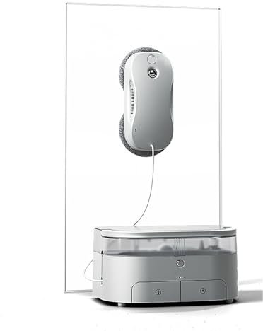 NNYCC Robot Limpiacristales - S9 Pro, Ventana Sin Marco Interior/Exterior Disponible 5300pa Conversión de Frecuencia Succión de Potencia Planificación de Ruta AI con Estación Portátil,Plata
