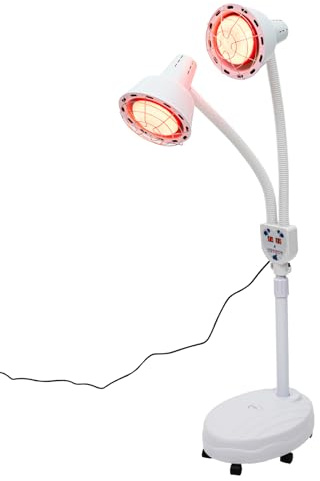 CHFUNE Infrarot Lampen 275W, Doppelkopf Infarotlichtlampe mit 360° Drehbarem Ständer, Rotlichtlampe Therapie, Physiotherapie Infrarot Wärmelampen für Massage und Schönheitspflege