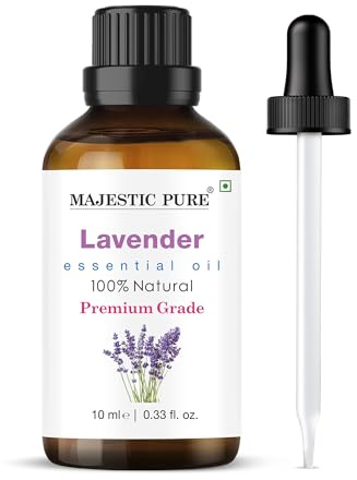 MAJESTIC PURE Lavender Essential Oil with Glass Dropper | 100% Pure and Natural Lavender Oil | Premium Grade Essential Oils for Diffusers, Skin, Aromatherapy, Massage | 10 ml