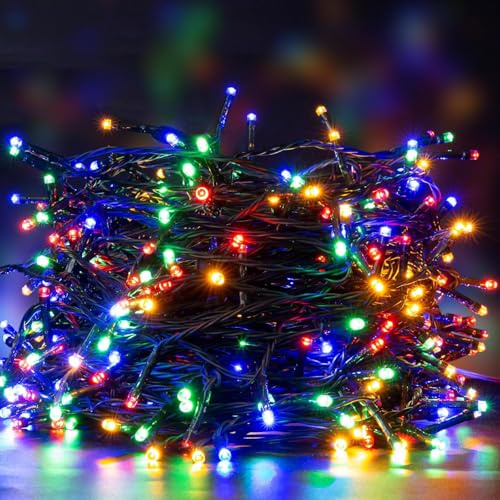 Elegear Lichterkette Außen 40M 300LEDs, Lichterkette Batterie mit Timer, Weihnachtsbeleuchtung Außen 8 Modi Bunt Lichterkette Weihnachtsbaum IP44 Weihnachtsdeko für Außen Innen Garten Hochzeit Party