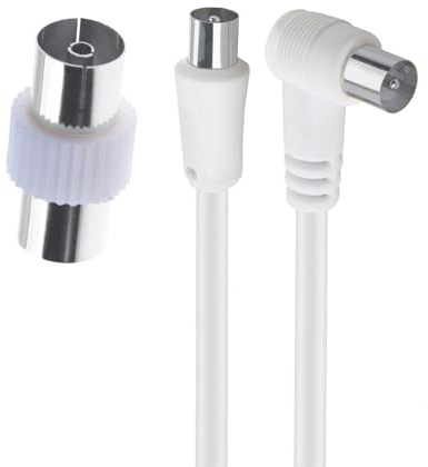 HAWAKA TV Aerial Cable 1.5/3/5Metri– Pure Copper TV Coaxial Satellite Cable with Plug Adapter, Antenna AV Lead Male to Male with Connector Coax Extension Gold Extension Female Digital