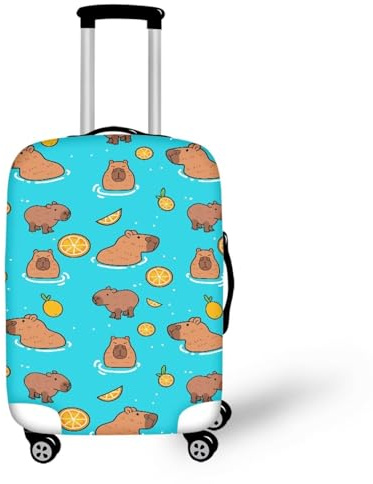 IQOPPEDR Divertente copertura per bagagli da viaggio, antigraffio, antipolvere, adatta per bagagli da 56 a 63 cm, Capibara, S(for 18-21 inch luggage)
