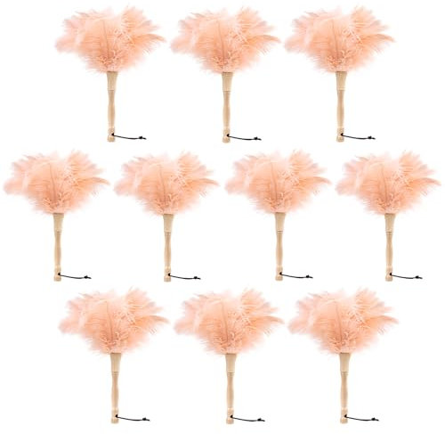 MehelloFeather Plumeau en plumes d'autruche naturelles duveteuses de 30,5 cm avec poignée en bois pour fournitures de nettoyage (champagne)