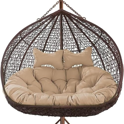 Hängendes Ei Stuhl Kissen 2 Personen,doppeltes Hängekorbstuhlkissen,Ultra Dick Anti-Verformung Auflagen Polster für Schwingsessel,Outdoor Indoor HäNgesessel Polsterauflage 1(Size:150 x 110 cm,Color:D)