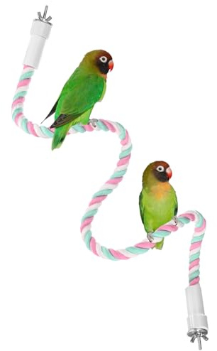 M METERXITY 1-Pack Perchas De Cuerda para Jaulas De Aves 31.5 De Longitud Agarre Cómodo Percha De Cuerda Flexible para Molienda De Pico Y Garra para Loros/Cacatúas [Rosa Cian]