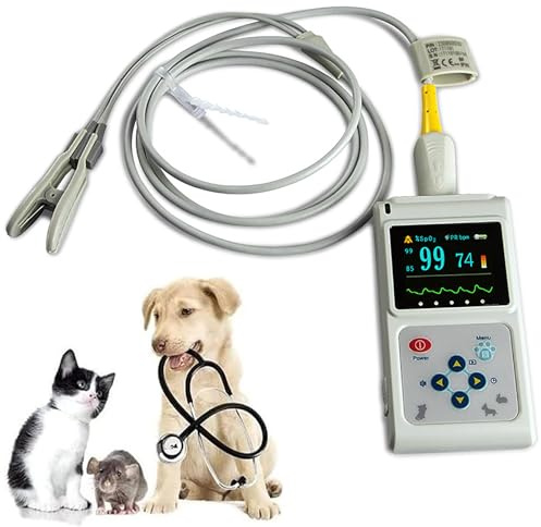 Wsexyy Oxímetro De Pulso De Veterinario Portátil, Veterinario Veterinario De Pulso, Veterinario, Al Monitor De La Frecuencia De Pulso/Sensor De Lengua con Sonda Y Cable USB