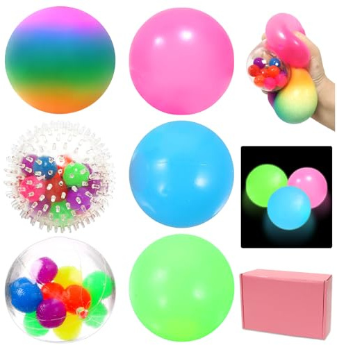6 stycken anti-stressboll, sensoriska bollar, anti-stressbollar, squishy bollar, anti-stress-leksak, för barn och vuxna, lindra ångest, dekomprimera och fokusera