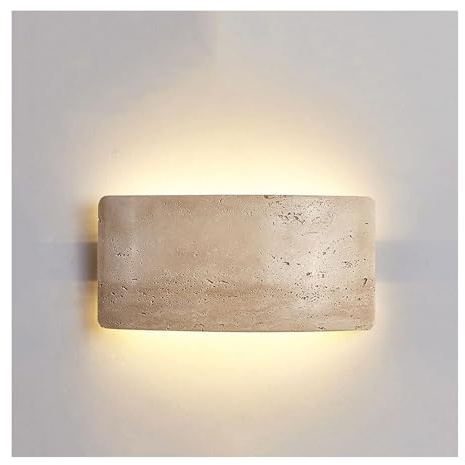 Lampada Applique da parete a LED in travertino giallo per interni, moderna, su e giù, in pietra naturale, lampada da parete giapponese bianco caldo per cucina, sala da pranzo, bagno Corridoio Scale