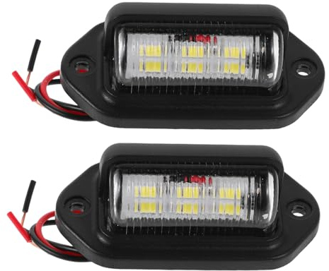 ERINGOGO Luci LED per Targa Auto 12-24v 6 LED Nero in Abs Installazione Facile per Camper e Rimorchi, 2 Pezzi Multiuso per Veicoli