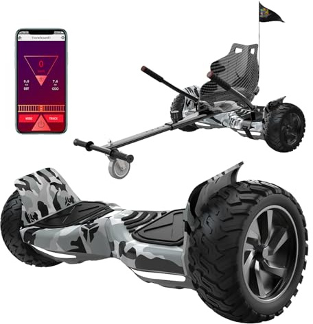 RCB Hoverboards SUV mit Sitz Hoverboards Off-Road, App-fähige Bluetooth, 8,5 '' Hummer + Hoverkart Go Kart für Self Balancing Scooters, Geschenk für Kinder