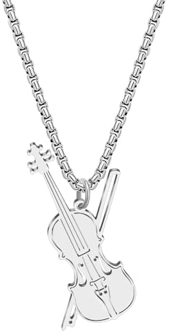 LONYOO Collier de violon en acier inoxydable plaqué or 18 carats - Bijou pour les amateurs de musique - Cadeau pour violoniste et alto - Collier en or pour femme et fille