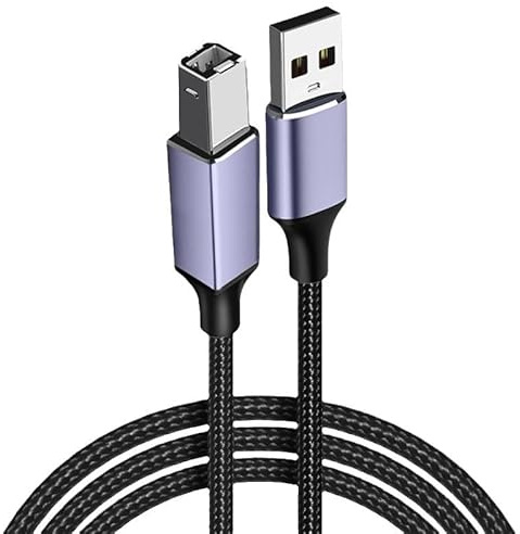 Printer Cable 3 Feet USB A to B - Gold-Plated Scanner Lead for HP, Epson, Canon Pixma, Brother Printers, Yamaha Piano & MIDI Keyboards - Male to Male USB 2.0 Type B Computer Cable