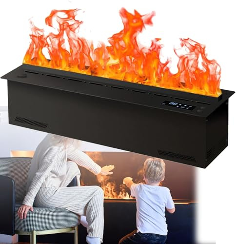 Hydravex Cheminée électrique encastrée à Vapeur d'eau, atomisation 3D, avec 9 Couleurs de Flamme réglables, humidificateur, Remplissage d'eau Automatique, Faible Bruit, Flamme Tactile 80cm/31.5in