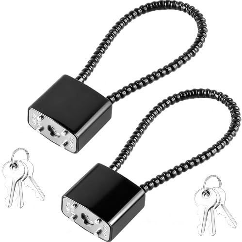 Candado de cable con llaves, cable de acero de 20 cm, altura de grillete de 8,5 cm, candado resistente para armarios, taquillas, bicicletas, paquete de 2